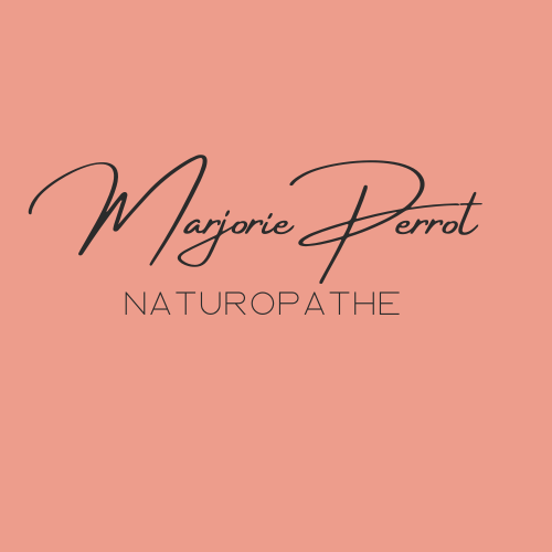Grey Elegant Calligraphy Feminine Name Initials Monogram Logo Marjorie Perrot Naturopathe St Genis Laval Mont du Lyonnais